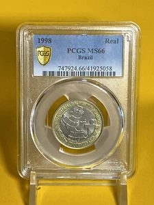 BRAZIL 1998 UNIVERSAL DECLARATION OF HUMAN RIGHTS 1 REAL Graded PCGS MS66 - Picture 1 of 5