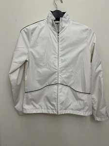 Izod Jacket Windbreaker XFG Full Zip Golf Jacket White Black Stripes Size S - Picture 1 of 6