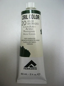 Ferrario Artist Quality Acrylic CRIL COLOR Emerald Green #20 -60ml paint tube - Foto 1 di 1