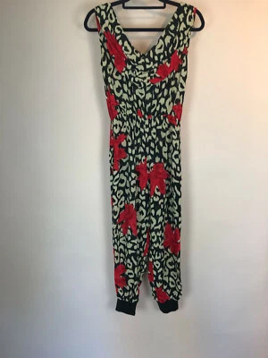 Women's MOTEL Leopard Flower Print Chiffon Playsuit w Elastic Cuffs Size S - Image 1 of 4