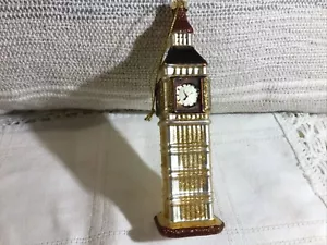 Vintage Big Ben mundgeblasenes Glas Glitzer Weihnachtsschmuck London England Großbritannien UK 🇬🇧 - Bild 1 von 17