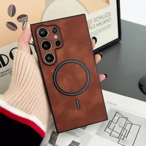 Magnetic Leather For Samsung S25 Ultra S24 FE S23 S22 Plus Slim Phone Case Cover - Picture 1 of 12
