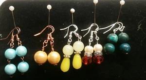 Menge 5 Paar Kunstperlen, Kristall, Türkis Haken Ohrringe. Handarbeit  - Bild 1 von 9