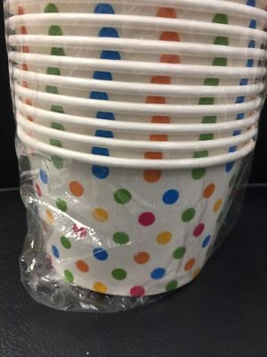 Cuencos de postre de papel multicolor a lunares paquete de 50 oz - tazas de helado Foto 1 de 2