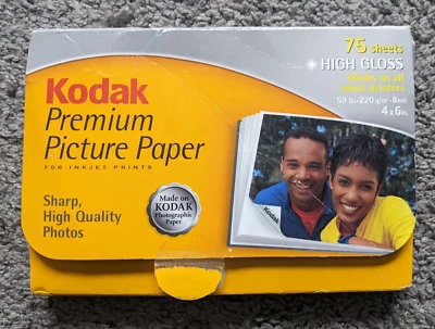 KODAK PICTURE PAPER HIGH GLOSS 4x6 75 SHEETS UNUSED INKJET COLOR PREMIUM - Image 1 of 4