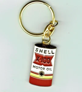 Shell X 100 Motor Oil   Schlüsselanhänger Keychain Vintage Repro Gasoline Öl - Picture 1 of 3