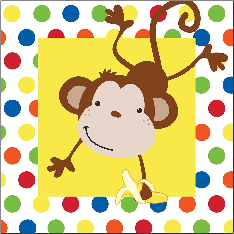 Fun Monkey Jungle Animal Cute Kids Birthday Party Paper Luncheon Napkins - Image 1 of 1