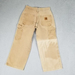 Carhartt Pants Boys 8 Regular Y26 BRN Sun Faded Gloves VTG 22X19 Carpenter Work - Picture 1 of 8