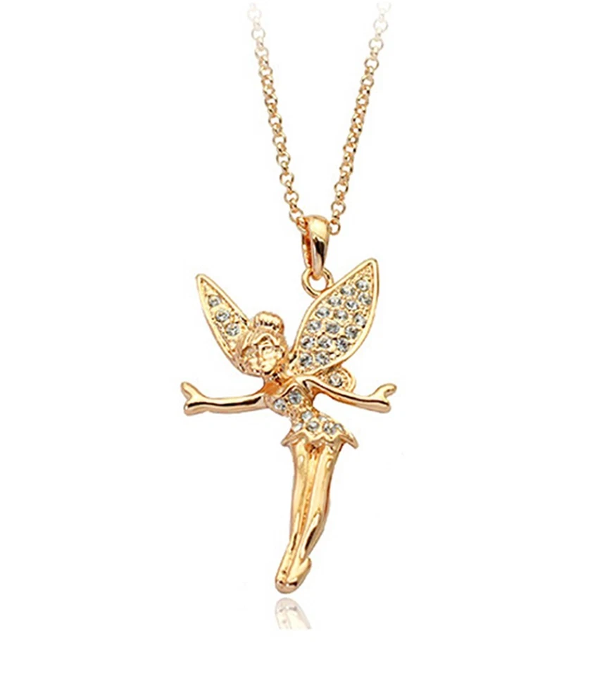 14k Gold Plated Disney Tinkerbell Fairy Wings Pendant with Cubic Zirconia - Image 1 of 4