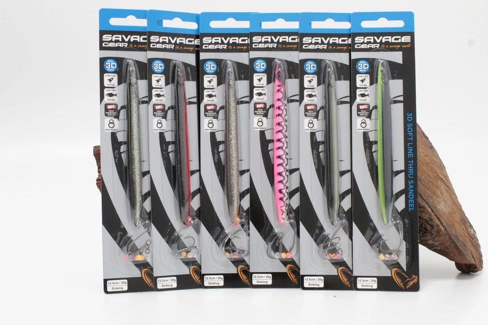 Savage Gear 3D Soft Line Thru Sandeel 12,5cm 20g sinking 6 Farben Mefo Sandaal