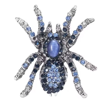 Halloween Retro Rhinestone Spider Brooch Silver Pin Crystal Insect Jewelry Gift - Image 1 of 4