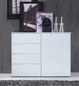 Kommode Anrichte Sideboard weiß Hochglanz 110cm - Bild 1 von 3