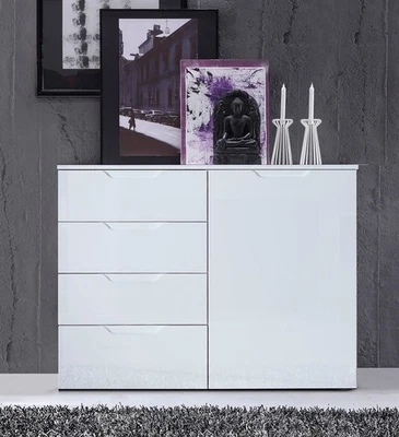 Kommode Anrichte Sideboard weiß Hochglanz 110cm - Bild 1 von 3