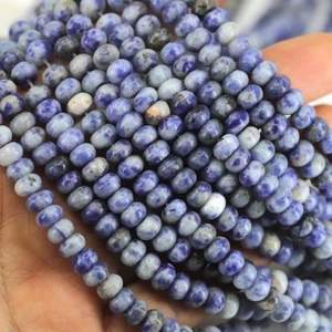 Cuentas espaciadoras de disco rondelle de sodalita azul natural de 4x6 mm para hacer joyas hágalo usted mismo - Imagen 1 de 7