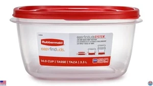Juego de 4 contenedores de almacenamiento de alimentos con tapas fáciles de encontrar Rubbermaid de 14 tazas - rojo vibrante - Imagen 1 de 5