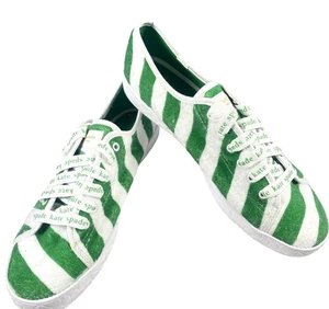 NEW Keds X Kate Spade W's 10 NY Kickstart Logo Foxing Terry Sneakers Green White - Picture 1 of 14