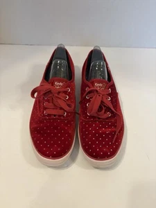 Keds Taylor Swift faux red velvet rhinestone accented tour sneakers size 8.5 - Picture 1 of 13