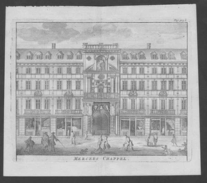 Mercer's Chapel Mercer's Hall London grabado van der Aa vista - Imagen 1 de 1