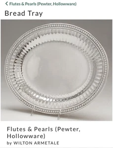 Wilton Armetale Flutes And Pearls Small Oval Bread Platter Tray - Picture 1 of 7