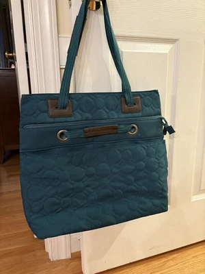 Bolso grande acolchado Thirty-One Vary You versátil/Tote verde azulado círculo Foto 1 de 4