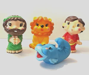 Jonah & The Big Fish Tales Set of 4 Rubber Figures 4” Tall 1999 Chariot Victor - Picture 1 of 10