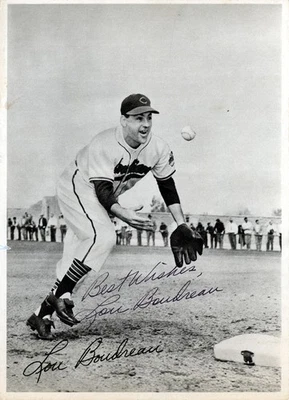 Paquete de fotos Lou Boudreau Auto 6,5x9 1948 Cleveland Indians Best Beckett Foto 1 de 3