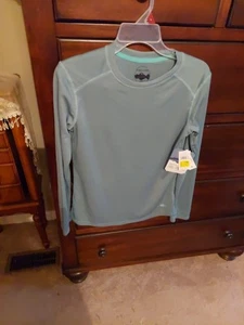 Ladies Mesh Top Long Sleeve Size Small Light Blue - Picture 1 of 2