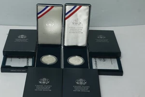 (2) Proof 1990 Ike Eisenhower Centennial US Commemorative 90% Silver Dollars OGP - Picture 1 of 3