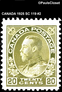 CANADA 1925 SC 119 20¢ KING GEORGE V OLIVE GREEN MNH OG #2 F/VF - Picture 1 of 2