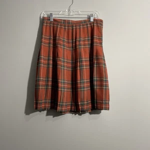 Karen Scott Orange Plaid Skirt Women’s 12 – Knee Length, Preppy Fall Style - Picture 1 of 9