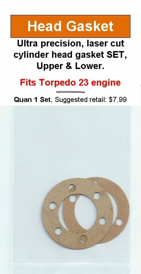 JUEGO DE 2 PIEZAS juntas de culata de repuesto, se adapta a torpedo .23 cabeza verde nuevo en paquete Foto 1 de 1