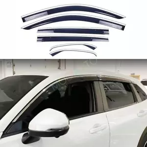 6p For Honda HR-V 2023-2024 black+silver Window Visor Vent Shades Sun Rain Guard - Picture 1 of 10