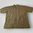 Robert Stock Silk Men?S L Olive Green Short Sleeve Shirt Hawaiian Cuban Camp