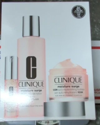 Clinique Moisture Surge 100H Set Hydrator/Lotion/Eye Concentrate Jumbo NIB $150 - Image 1 of 3