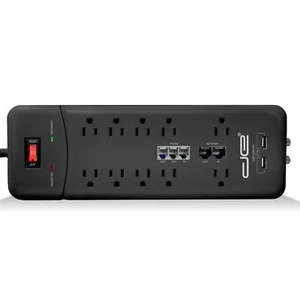 10 Outlet Surge Protector, 15FT, Black - Picture 1 of 6