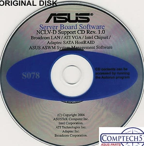 ASUS GENUINE VINTAGE ORIGINAL DISK FOR NCLV-D SERVER Drivers Disk S078 - Picture 1 of 1