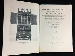Ralph Blum American Furnitiure & American Collection -Catálogo Parke-Bernet 1948 - Imagen 1 de 5