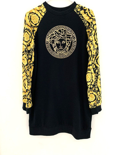 Abito nero Versace ragazza 14 donna stampa barocco 4 6 cotone