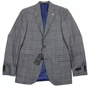 Ted Baker London Sport Coat 36 R Men's Grey Blue Plaid Wool Slim Fit Jay Blazer - Picture 1 of 7