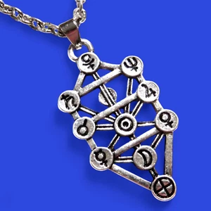 COLLAR COLGANTE SEPHIROTH PLATA Cabalá Magia Oculta Árbol Enoc Dije 6Z - Imagen 1 de 4