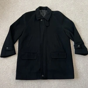 Vintage 90s Lauren Ralph Lauren Black Wool Quilt Lined Full Zip Jacket Coat 44 - Picture 1 of 8