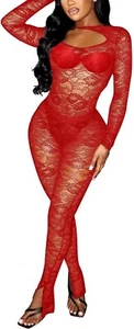 Kafiloe Geburtstagsoutfits für Frauen sexy 2-teilige Outfits Clubwear Netz Spitze Bodys - Bild 1 von 2