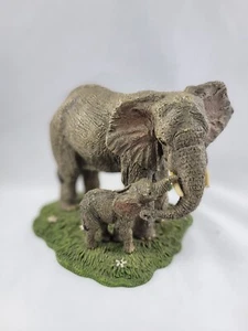 Hamilton Collection Gentle Caress 1997 Mother & Baby Elephant by Michael Adams - Picture 1 of 10