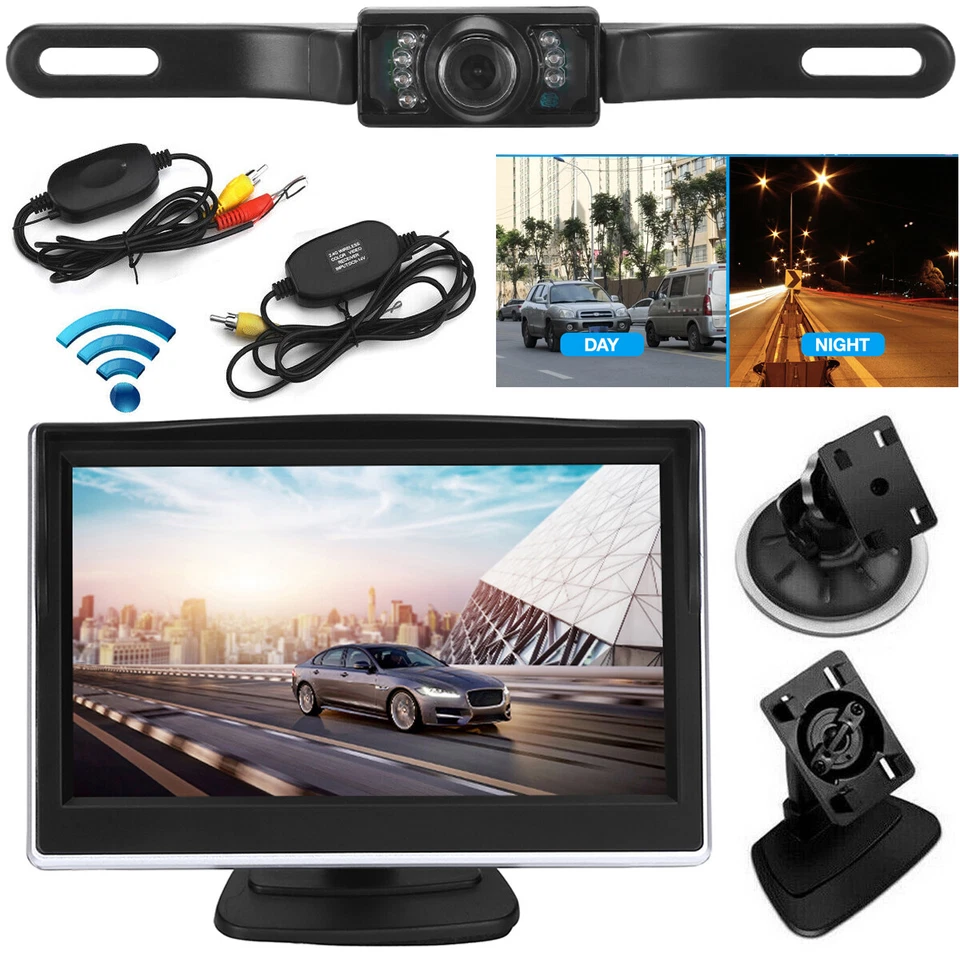 5" HD MonitorBackup Camera Wireless Car Rear View HD Parking System Night Vision - Image 1 of 4