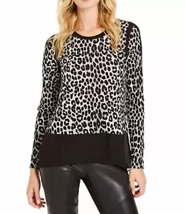 Top Michael Michael Kors piccolo con orlo in chiffon e stampa leopardata - Foto 1 di 7