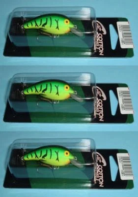 3x Cotton Cordell Big O  - Green Tiger - Crankbait Lure 1/3 oz Fire NOC    I3 - Image 1 of 4