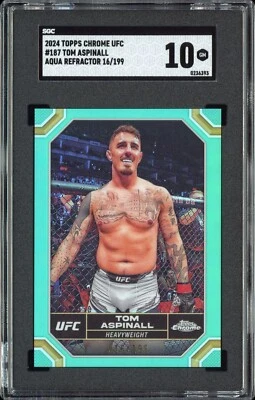 Tom Aspinall #187 Aqua Refractor /199 - 2024 Topps Chrome UFC - SGC 10 Gem Mint - Image 1 of 2