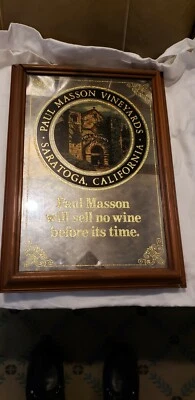Винтажный Paul Masson не будет продавать вино до своего времени зеркало бар салон таверна знак  - Изображение 1 из 3