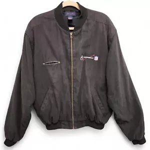 Vintage NFL Motorola Bomber Jacket Mens XL Black Full Zip Lined Antigua - Picture 1 of 16
