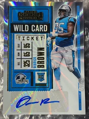 Derrick Brown Rookie Auto 2020 Contenders Rookie Ticket Auto Panthers Rookie RC - Image 1 of 2